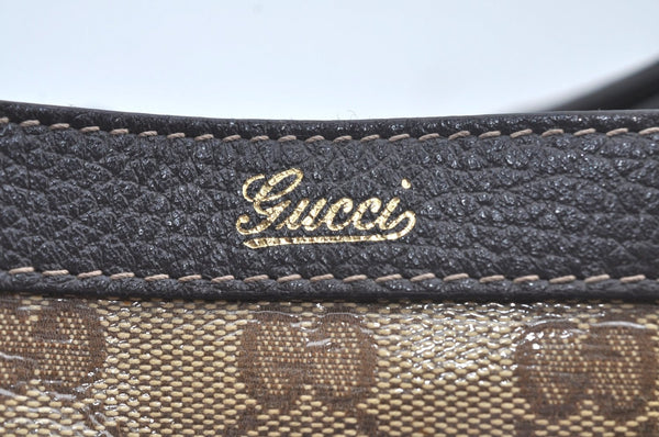 Authentic GUCCI GG Crystal Shoulder Tote Bag PVC Leather Brown L0590