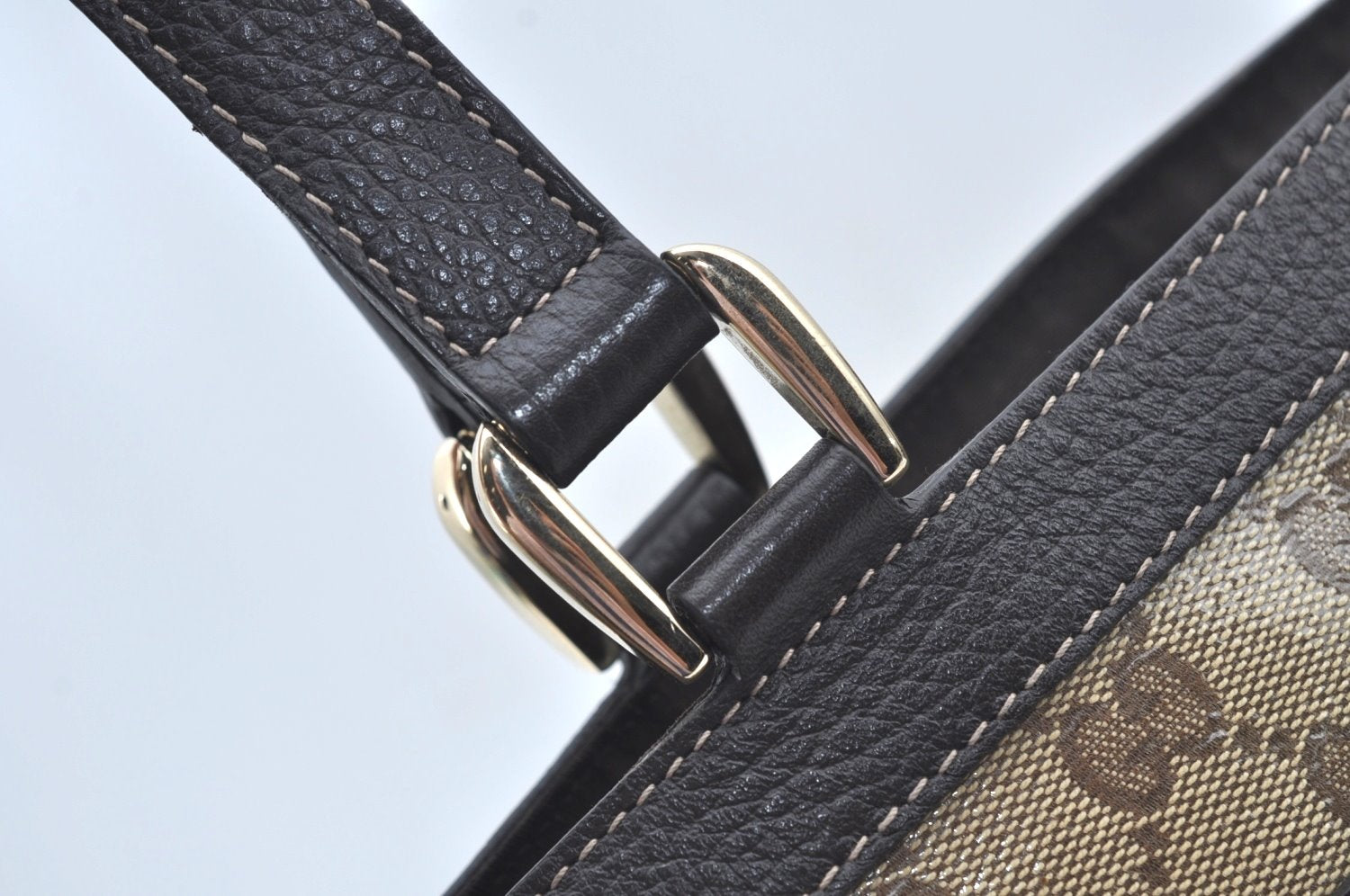 Authentic GUCCI GG Crystal Shoulder Tote Bag PVC Leather Brown L0590