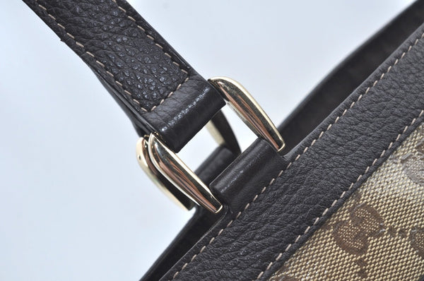 Authentic GUCCI GG Crystal Shoulder Tote Bag PVC Leather Brown L0590