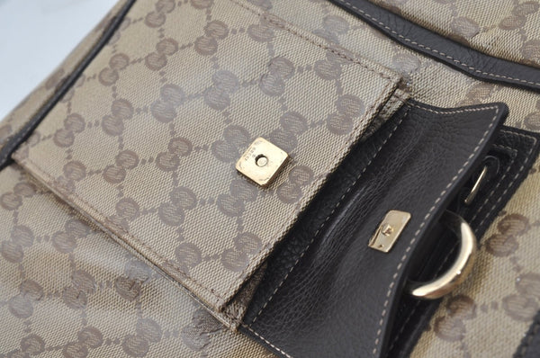 Authentic GUCCI GG Crystal Shoulder Tote Bag PVC Leather Brown L0590