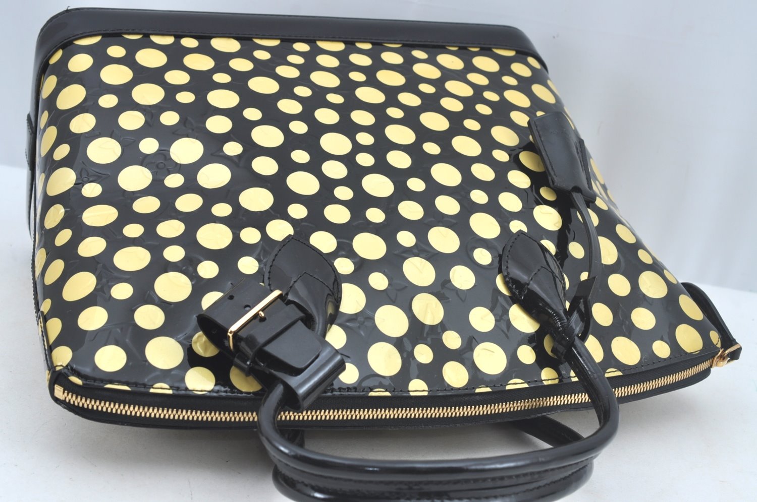 Louis Vuitton Vernis Dots Infinity LockitMM Yayoi Kusama Hand Bag Black LV L0594