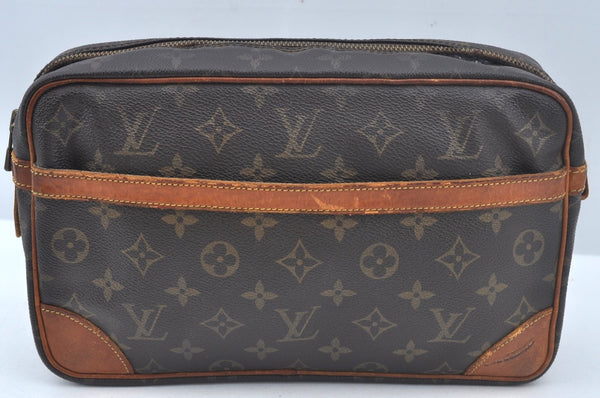 Authentic Louis Vuitton Monogram Compiegne 28 Clutch Hand Bag M51845 Junk L0597