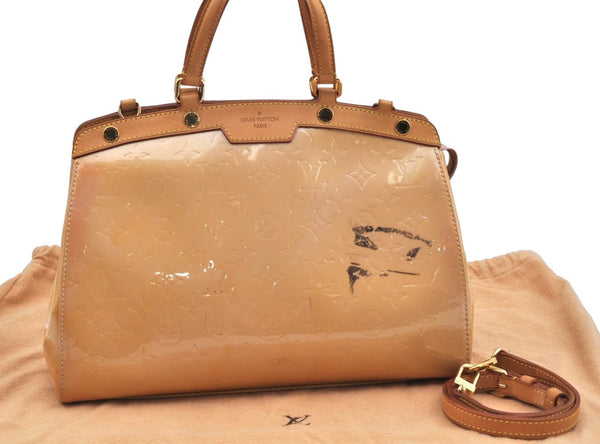 Auth Louis Vuitton Vernis Brea MM 2Way Shoulder Hand Bag Beige M90180 LV L0598