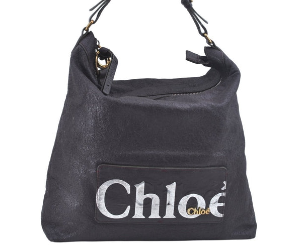 Authentic Chloe Hand tote Bag Leather Purple L0600