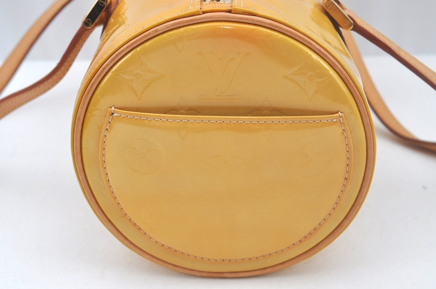 Authentic Louis Vuitton Vernis Bedford Hand Bag Yellow Beige M91006 LV L0602