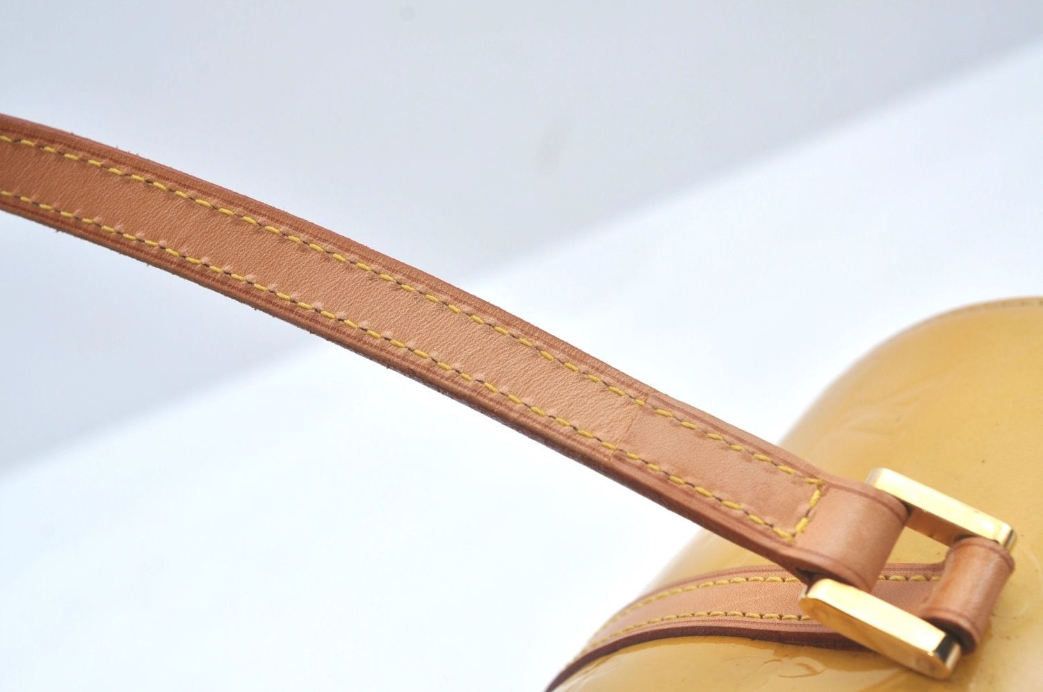 Authentic Louis Vuitton Vernis Bedford Hand Bag Yellow Beige M91006 LV L0602