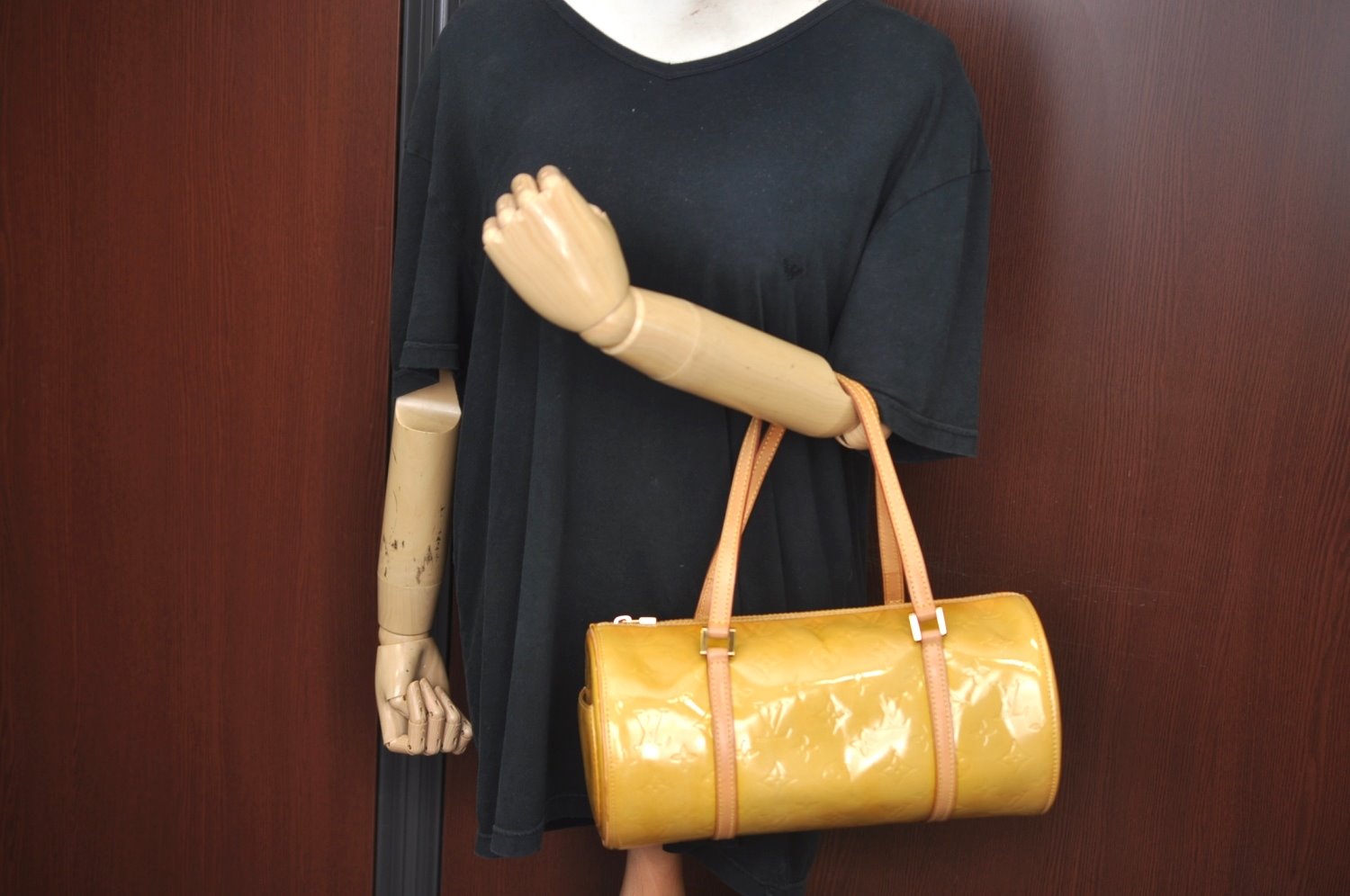 Authentic Louis Vuitton Vernis Bedford Hand Bag Yellow Beige M91006 LV L0602