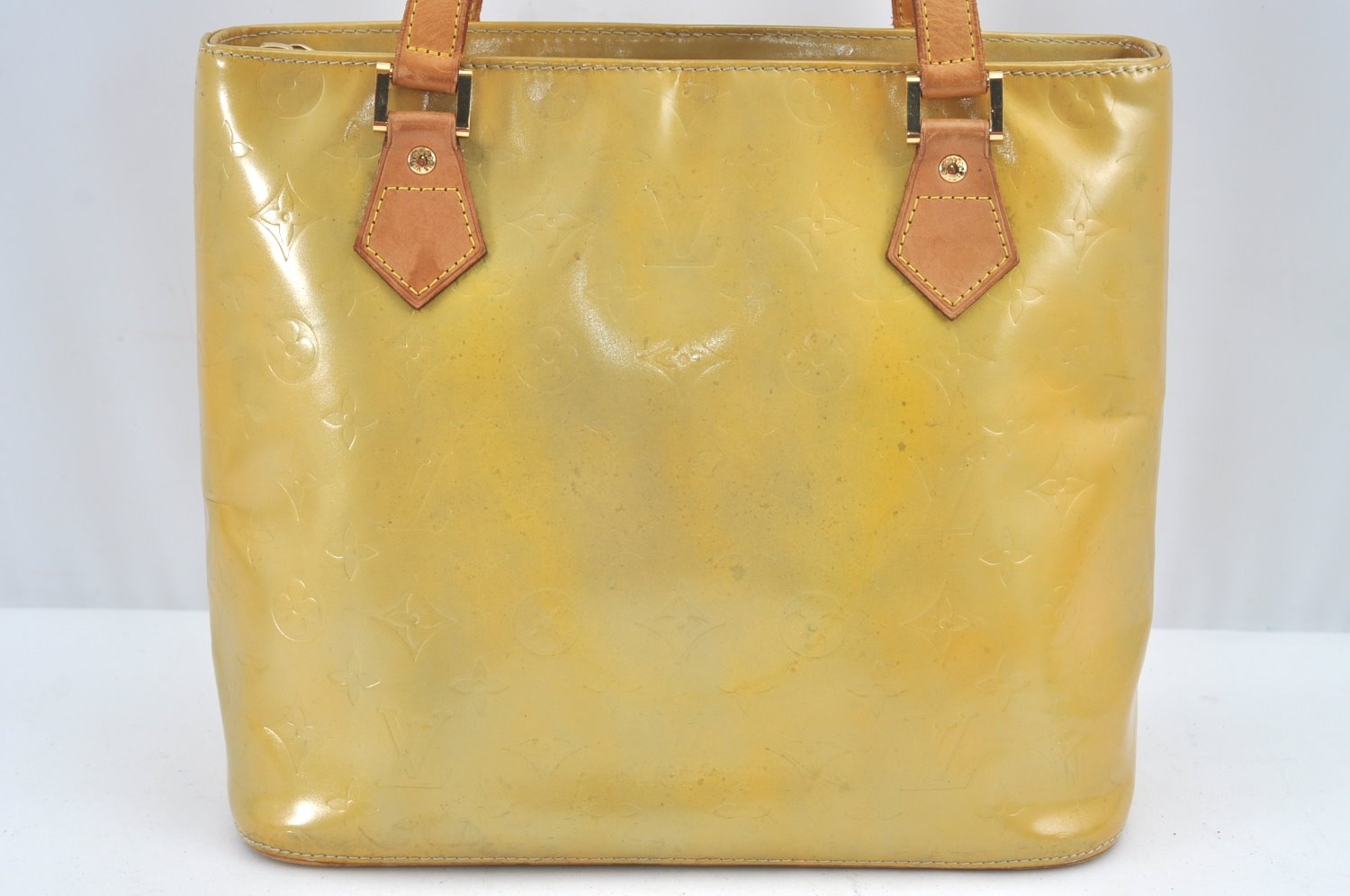 Authentic Louis Vuitton Vernis Houston Shoulder Hand Bag Yellow M91055 LV L0607