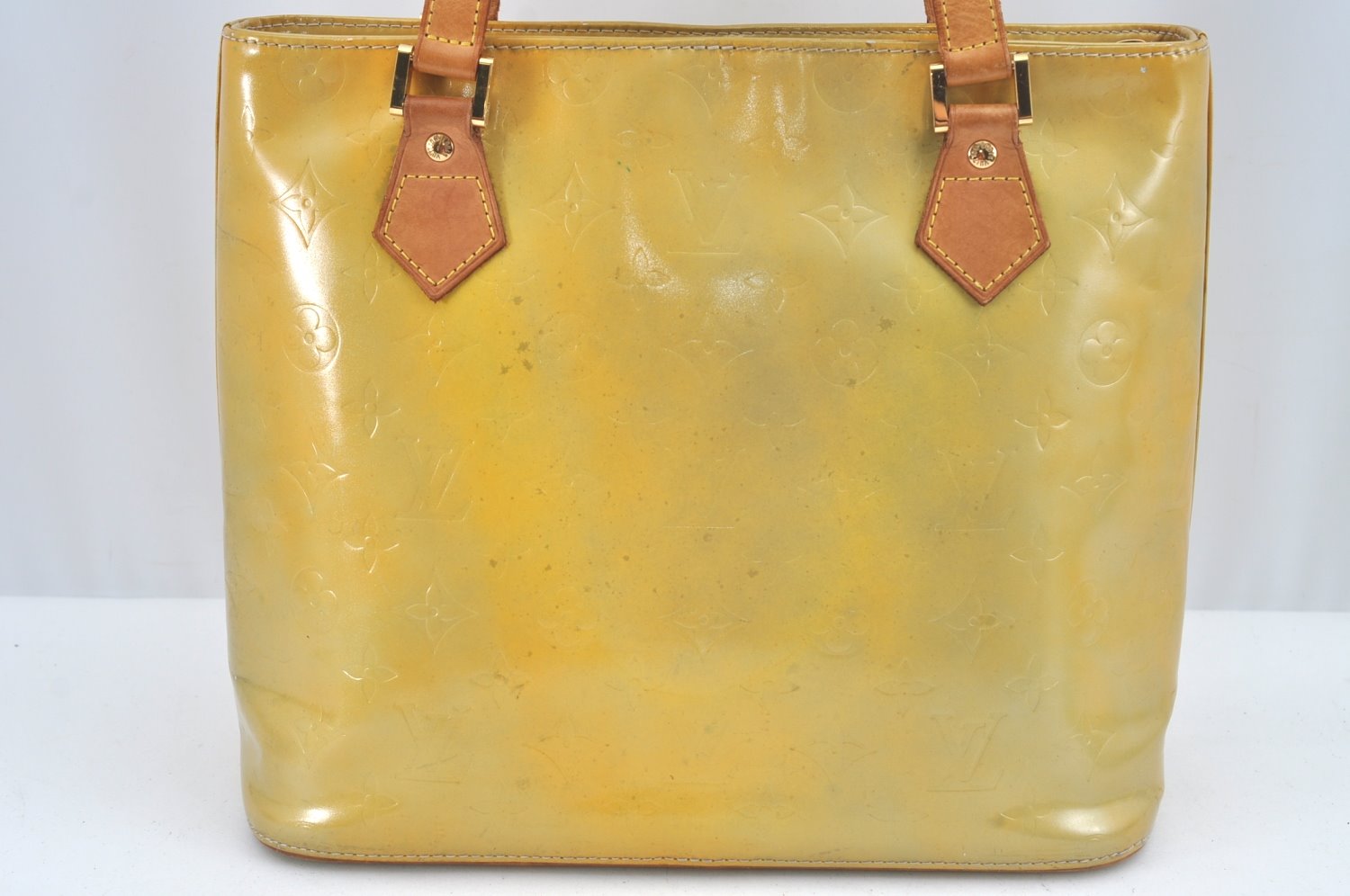 Authentic Louis Vuitton Vernis Houston Shoulder Hand Bag Yellow M91055 LV L0607