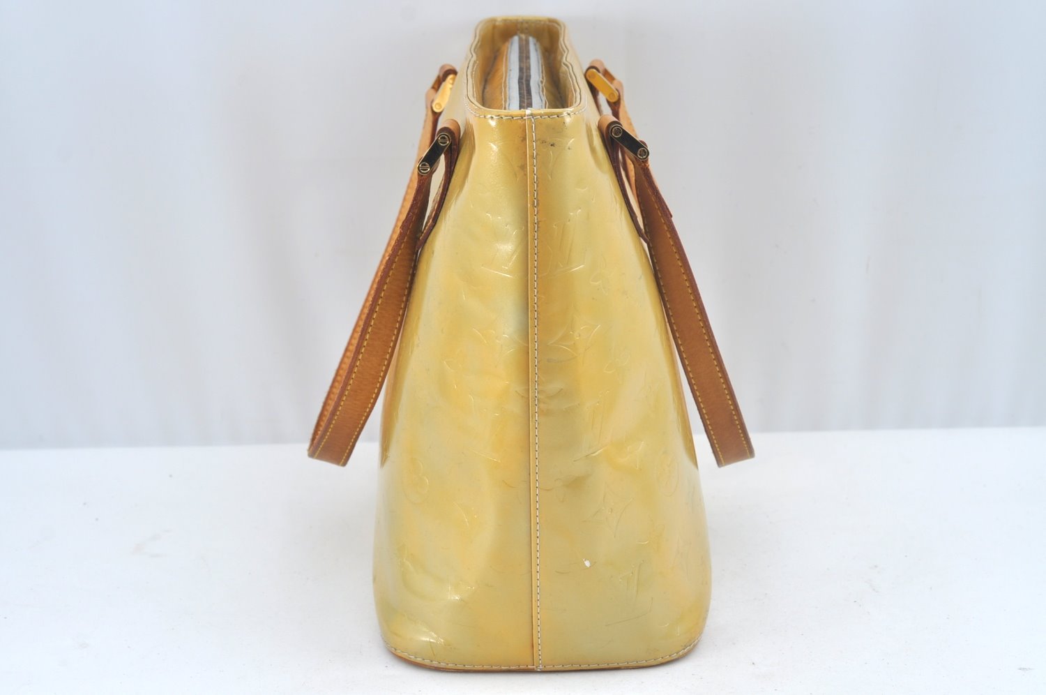 Authentic Louis Vuitton Vernis Houston Shoulder Hand Bag Yellow M91055 LV L0607