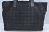 Authentic CHANEL New Travel Line Shoulder Tote Bag Black L0608