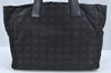 Authentic CHANEL New Travel Line Shoulder Tote Bag Black L0608