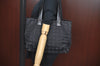 Authentic CHANEL New Travel Line Shoulder Tote Bag Nylon Leather Black L0614