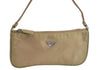 Authentic PRADA Nylon Tessuto Hand Bag Pouch Purse Beige L0616