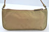 Authentic PRADA Nylon Tessuto Hand Bag Pouch Purse Beige L0616