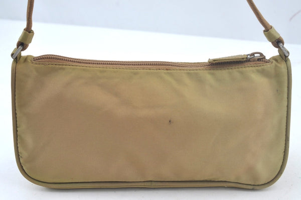 Authentic PRADA Nylon Tessuto Hand Bag Pouch Purse Beige L0616