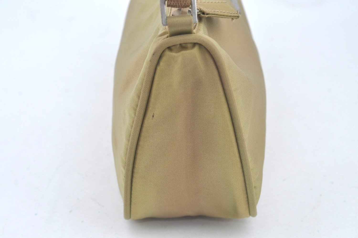 Authentic PRADA Nylon Tessuto Hand Bag Pouch Purse Beige L0616