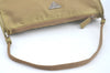 Authentic PRADA Nylon Tessuto Hand Bag Pouch Purse Beige L0616