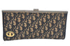 Authentic Christian Dior Trotter Clutch Bag Purse Canvas Leather Blue L0619