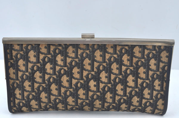 Authentic Christian Dior Trotter Clutch Bag Purse Canvas Leather Blue L0619