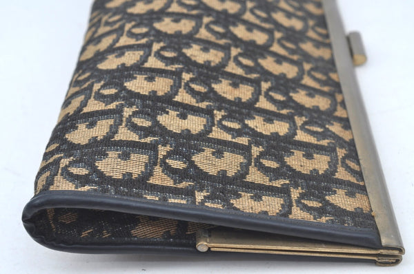 Authentic Christian Dior Trotter Clutch Bag Purse Canvas Leather Blue L0619