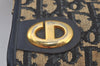 Authentic Christian Dior Trotter Clutch Bag Purse Canvas Leather Blue L0619