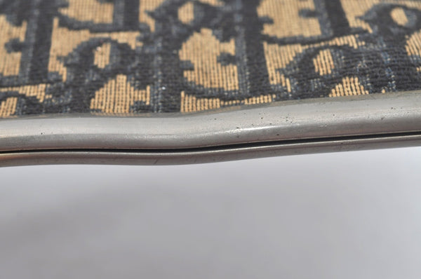 Authentic Christian Dior Trotter Clutch Bag Purse Canvas Leather Blue L0619