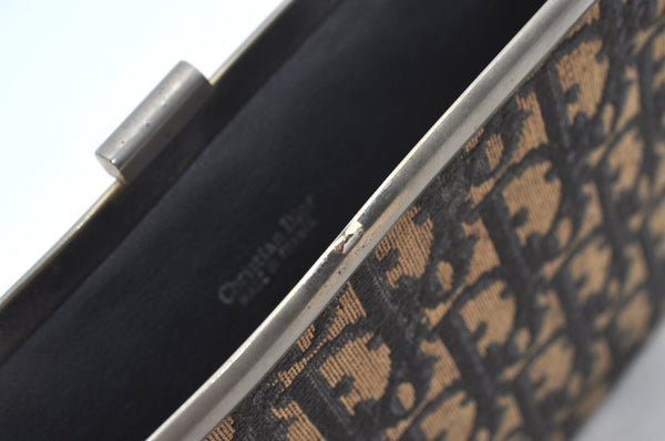 Authentic Christian Dior Trotter Clutch Bag Purse Canvas Leather Blue L0619