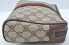 Authentic GUCCI Web Sherry Line Clutch Hand Bag Purse GG PVC Leather Brown L0620