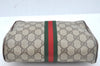 Authentic GUCCI Web Sherry Line Clutch Hand Bag Purse GG PVC Leather Brown L0620