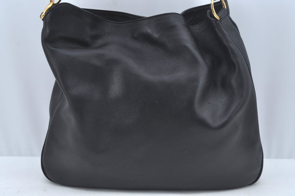 Authentic GUCCI Bamboo 2way Sholuder Bag Leather Black Junk L0622