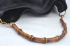 Authentic GUCCI Bamboo 2way Sholuder Bag Leather Black Junk L0622