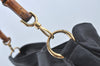 Authentic GUCCI Bamboo 2way Sholuder Bag Leather Black Junk L0622
