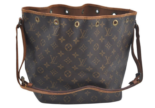 Authentic Louis Vuitton Monogram Petit Noe M42226 Shoulder Drawstring Bag L0623