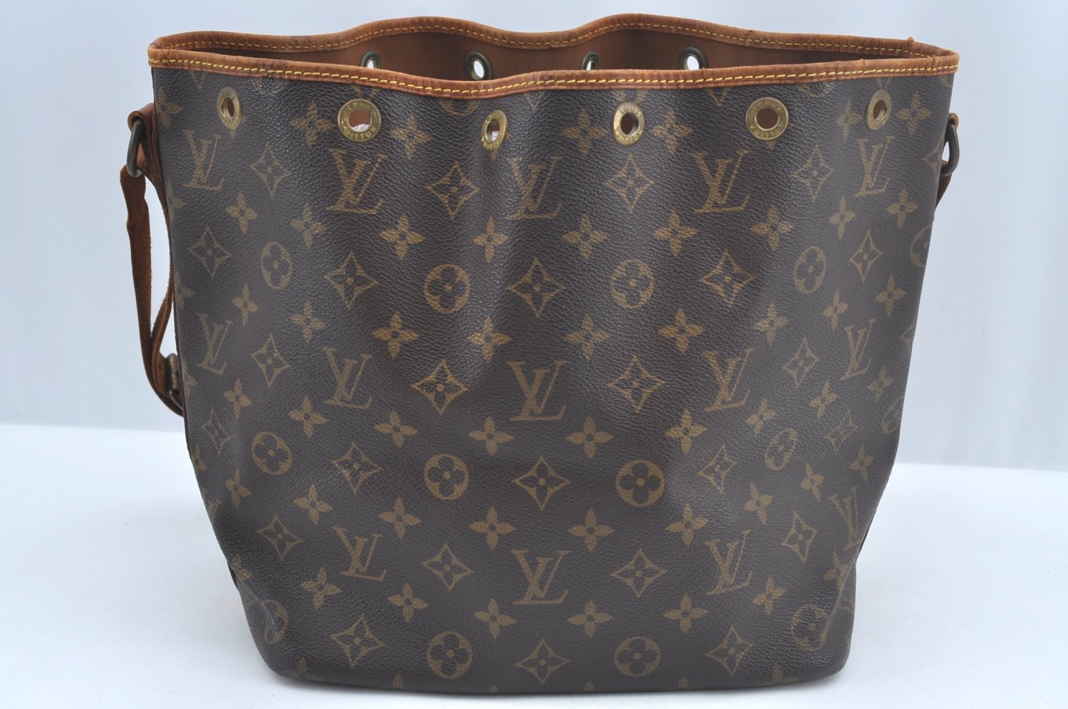 Authentic Louis Vuitton Monogram Petit Noe M42226 Shoulder Drawstring Bag L0623