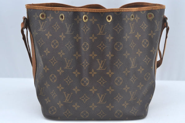 Authentic Louis Vuitton Monogram Petit Noe M42226 Shoulder Drawstring Bag L0623