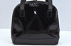 Authentic GUCCI Bamboo Shoulder Bag Enamel Leather Black  L0626
