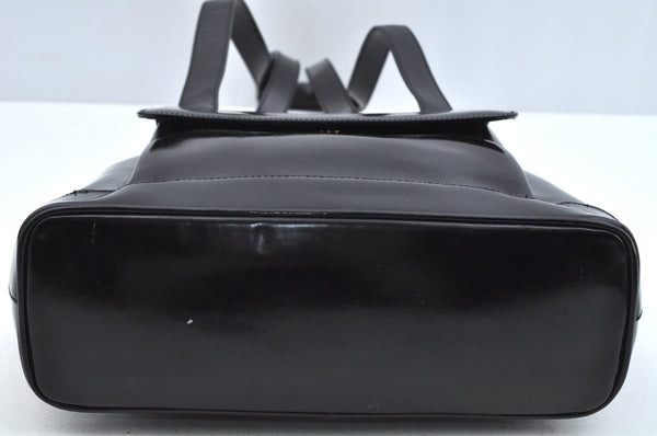 Authentic GUCCI Bamboo Shoulder Bag Enamel Leather Black  L0626
