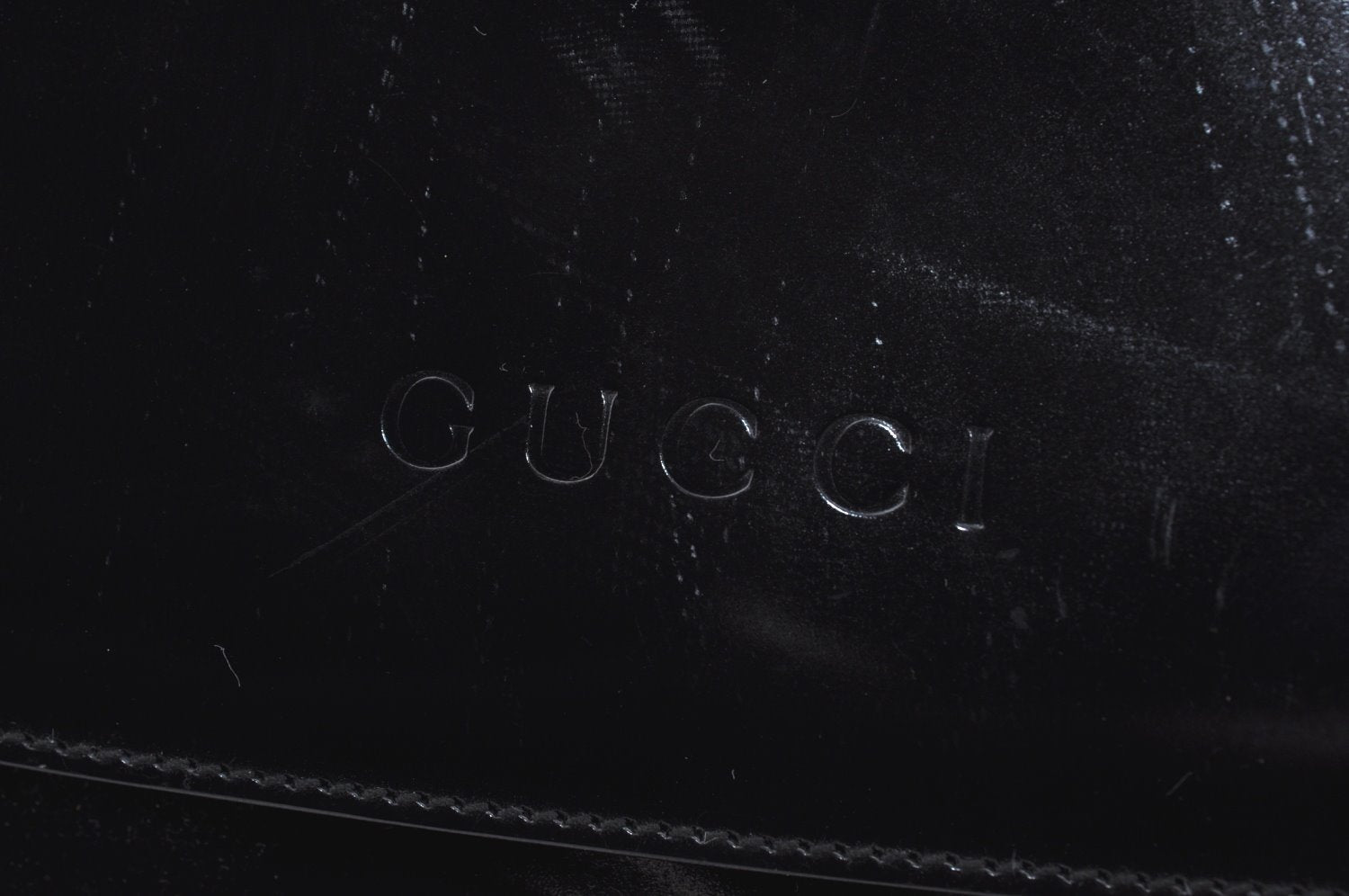 Authentic GUCCI Bamboo Shoulder Bag Enamel Leather Black  L0626
