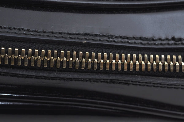 Authentic GUCCI Bamboo Shoulder Bag Enamel Leather Black  L0626
