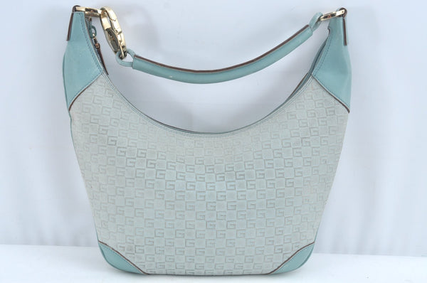 Authentic GUCCI Shoulder Hand Bag GG Leather Light Blue L0628