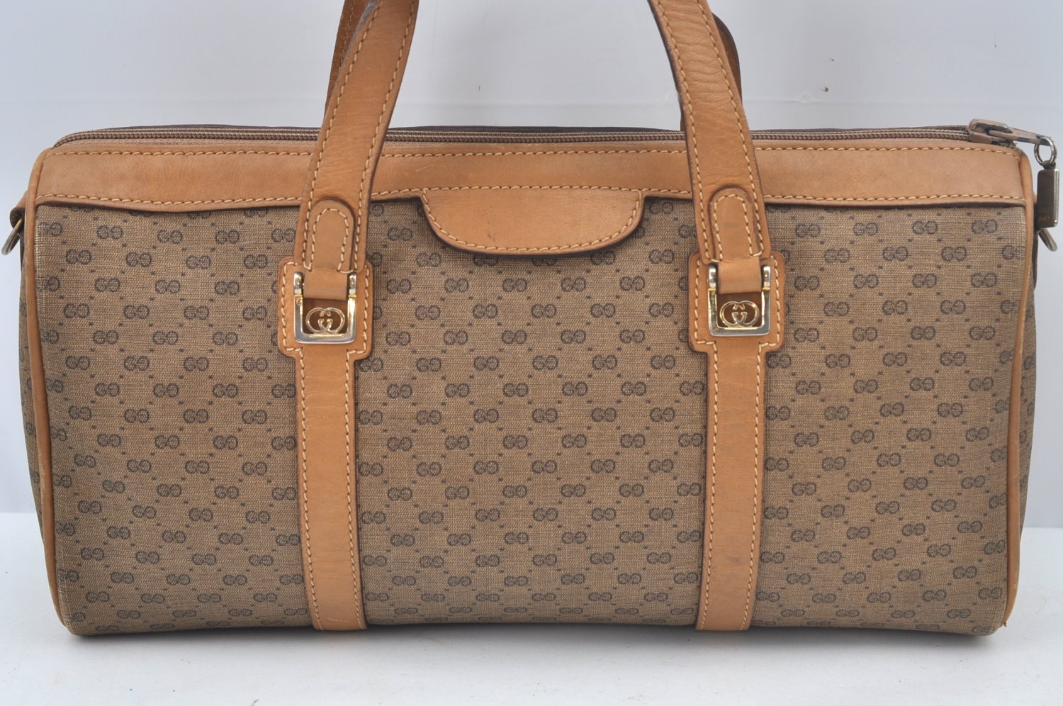 Auth GUCCI Micro GG PVC Leather 2Way Shoulder Cross Body Hand Bag Brown L0632
