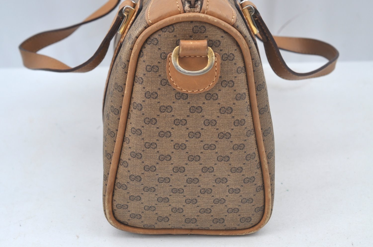 Auth GUCCI Micro GG PVC Leather 2Way Shoulder Cross Body Hand Bag Brown L0632