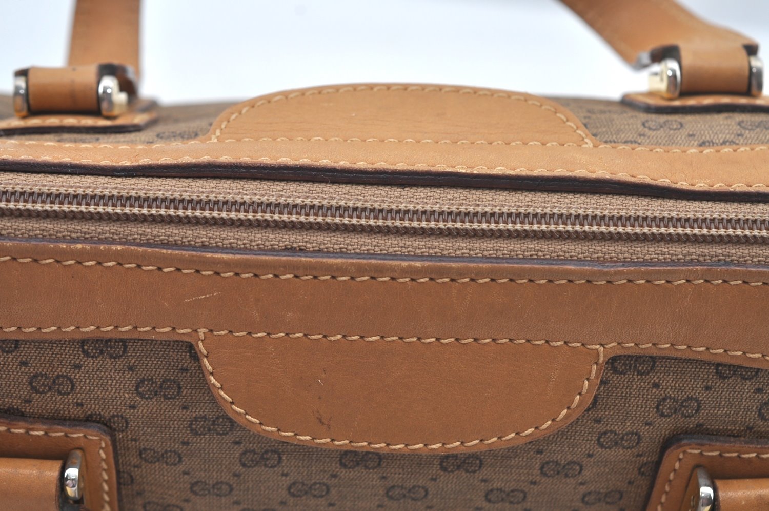 Auth GUCCI Micro GG PVC Leather 2Way Shoulder Cross Body Hand Bag Brown L0632