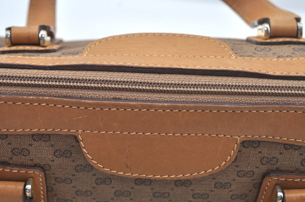 Auth GUCCI Micro GG PVC Leather 2Way Shoulder Cross Body Hand Bag Brown L0632