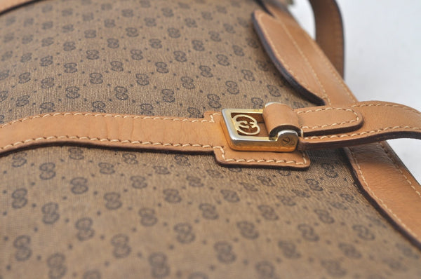 Auth GUCCI Micro GG PVC Leather 2Way Shoulder Cross Body Hand Bag Brown L0632