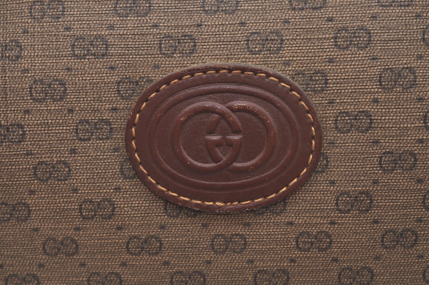 Authentic GUCCI Micro GG PVC Leather Hand Boston Bag Brown Junk L0633