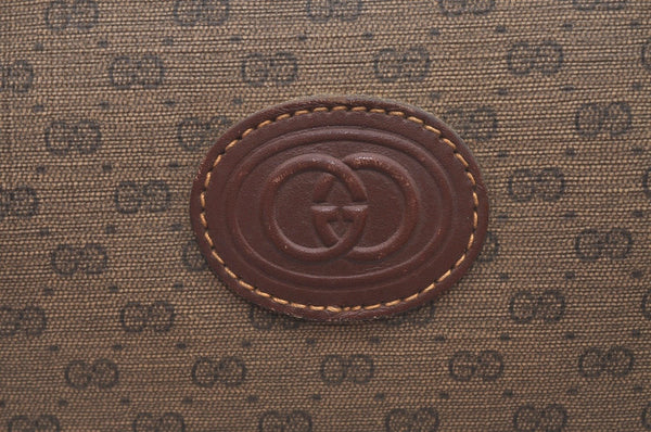 Authentic GUCCI Micro GG PVC Leather Hand Boston Bag Brown Junk L0633