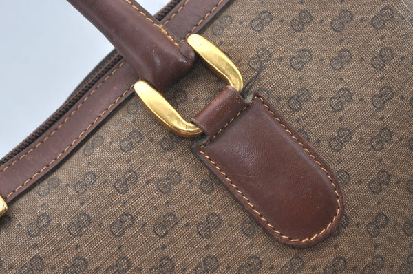 Authentic GUCCI Micro GG PVC Leather Hand Boston Bag Brown Junk L0633