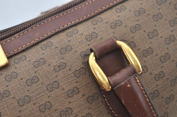 Authentic GUCCI Micro GG PVC Leather Hand Boston Bag Brown Junk L0633